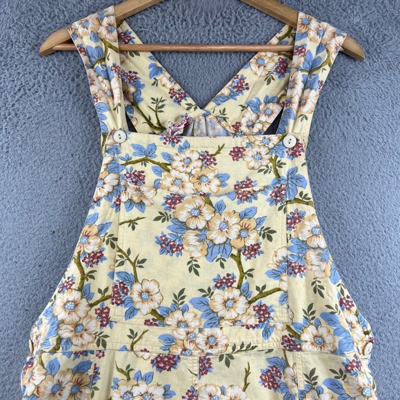 Vintage April Cornell Floral Overalls Yellow Wide Leg Jumpsuit Womens Large L - Picture 2 of 10